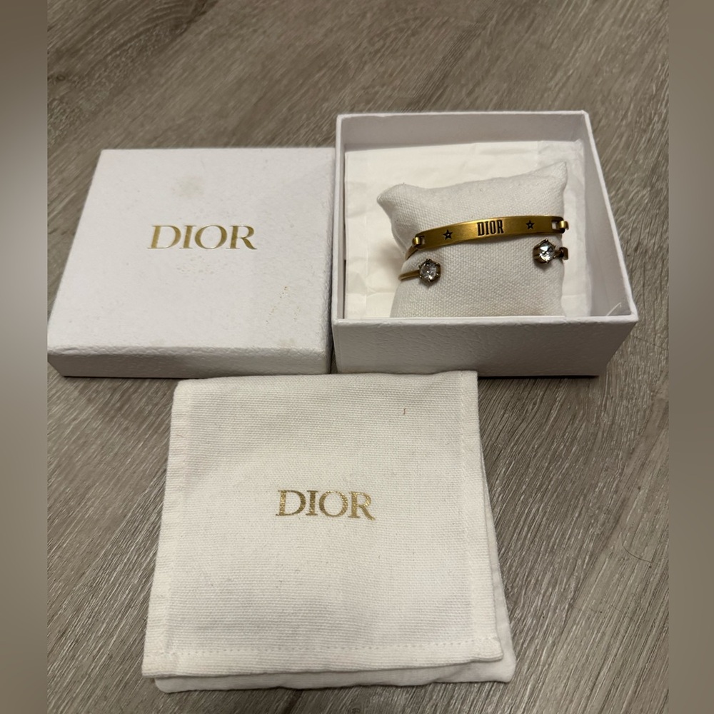 Dior Evolution Bracelet Set Gold Finish Metal ; Crystal
